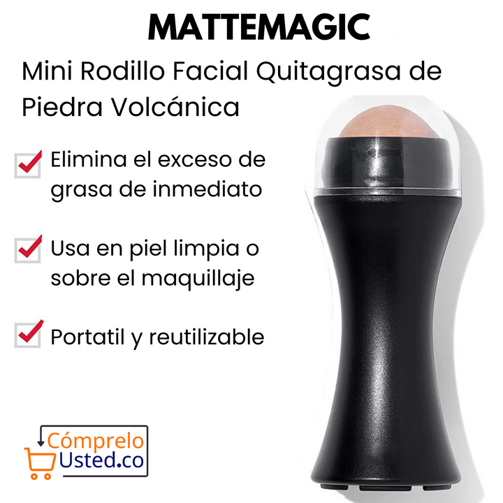 MatteMagic: Mini Rodillo Facial Quitagrasa de Piedra Volcánica