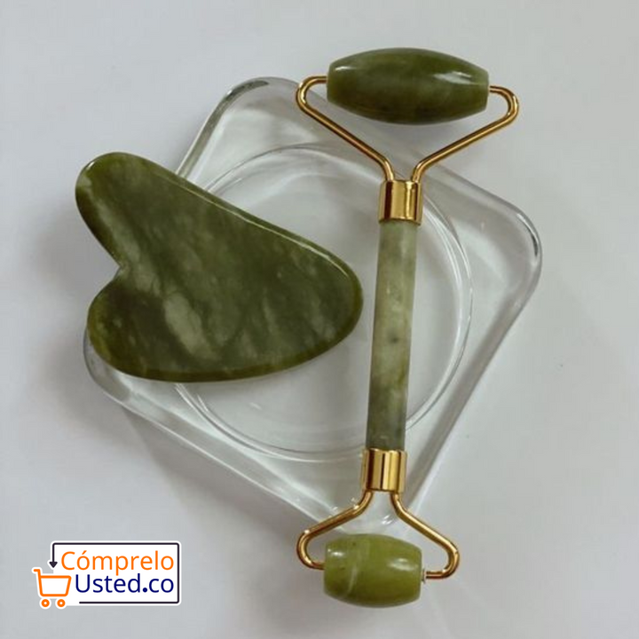 Gua sha y rodillo facial + curso tutorial de uso